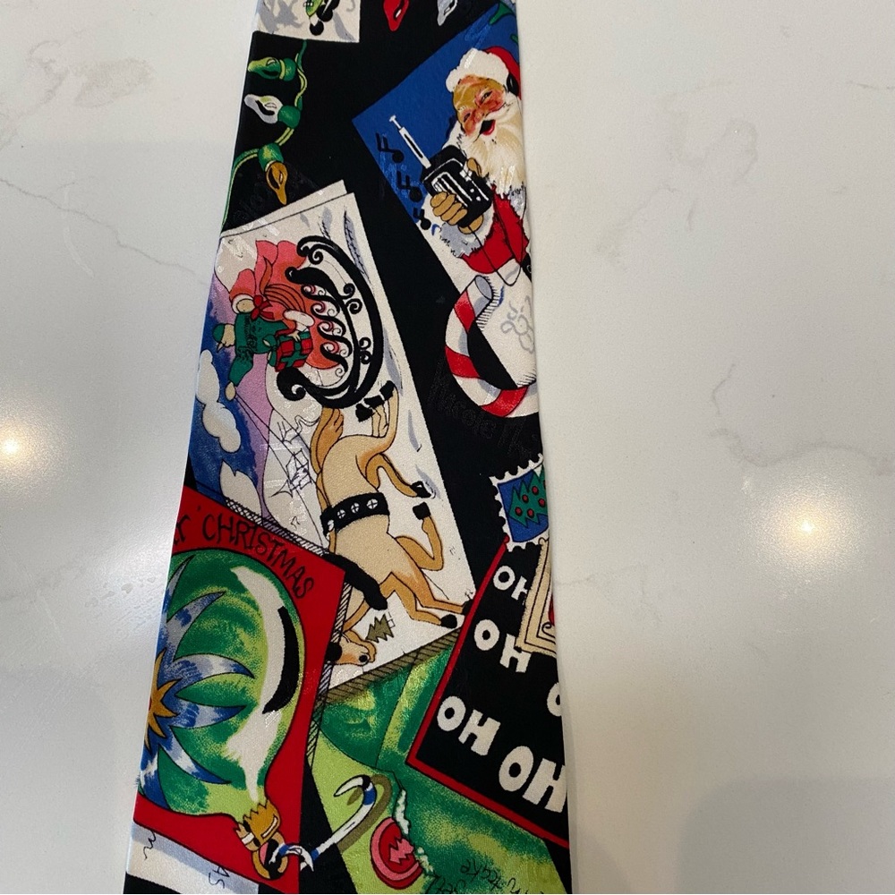 Collectors vintage Nicole Miller Christmas holiday silk tie 1992
